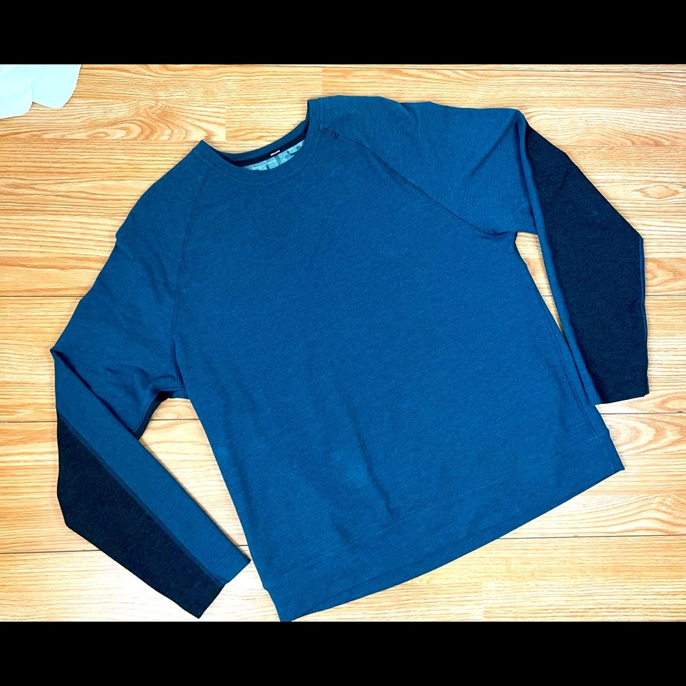 LULULEMON Crewneck Sweatshirt Teal /Gray Pullover Mens XL Reversible Shirt.